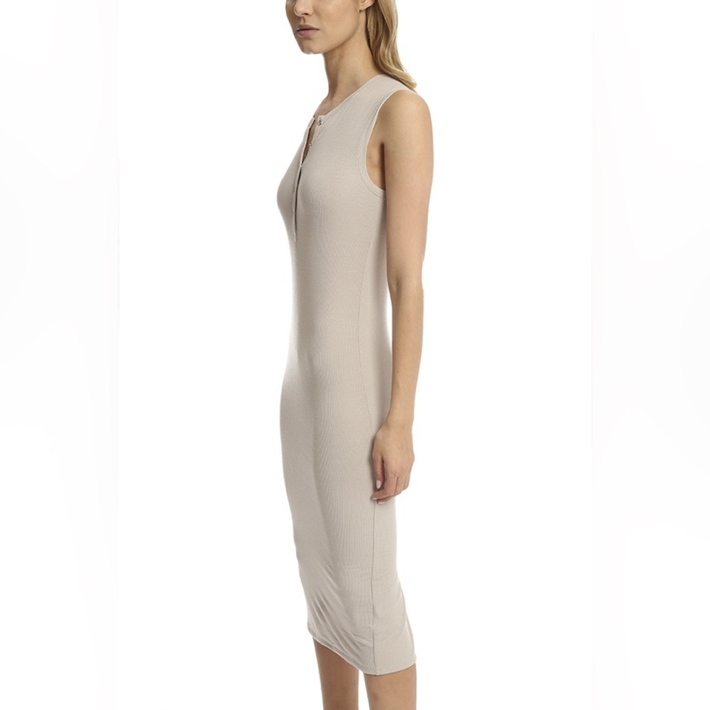 ATM Sleeveless Henley Midi Dress Color Rafia Size Small - Picture 4 of 9